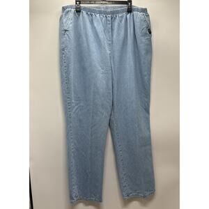 Chic Womens 24W Jeans Pull On Elastic Waist Blue Light Wash Pockets Casual